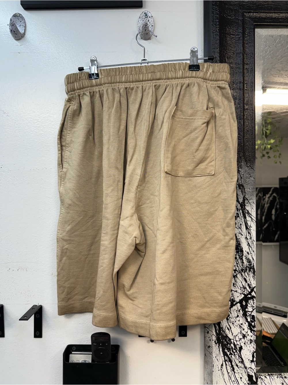 Men's Tan faded distressed Shorts in Khaki image 3